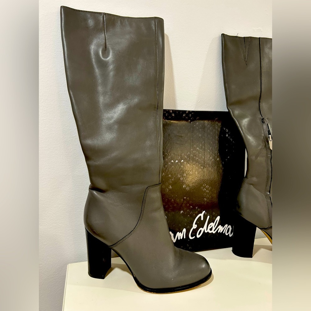 Brand new grey leather boots